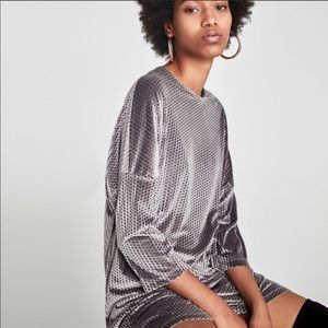 Zara Oversized Diamond Patterned Velvet Dress